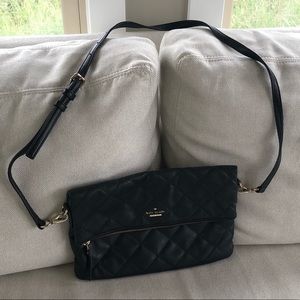 Kate spade leather quilted crossbody black EUC